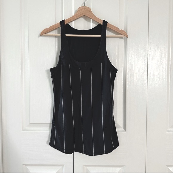 LULULEMON Lightweight Striped Beige and Black Racer Back Tank Top - Picture 4 of 4